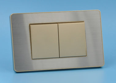 Brushed Stainless Steel Sockets And Switches , Golden Modular Electrical Switches